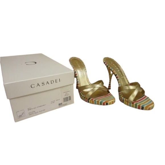 NEW Casadei Striped Mule Size 7.5 Box Included - Picture 4 of 12